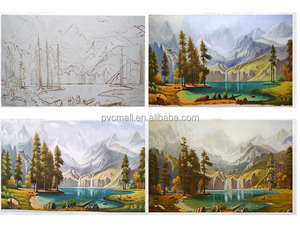 Venta al por mayor de pintura de montaña dorada, pastizales, <span class=keywords><strong>paisaje</strong></span> <span class=keywords><strong>pintado</strong></span> a mano personalizado, pintura al óleo personalizada para decoración de hotel y oficina - Product Image 4