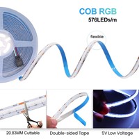 Bande LED COB RVB 5V OEM en gros, 576 LED/m, 5 mm, 8 mm, flexible, pour rétroéclairage TV