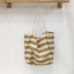 Sac fourre-tout en toile personnalisable avec motif rayé, sac à bandoulière en coton réutilisable, sac de shopping tissé, logo personnalisé, idéal pour les voyages et les cadeaux - Product Image 4