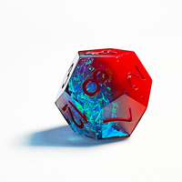 Jeu de société polyédrique à bord pointu rouge et bleu personnalisé dés chargés en stock