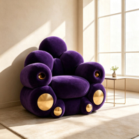 Luxuriöser Fiberglas-Akzentsessel mit Samtpolsterung, Kunstvoller Skulptur-Einzelsessel für Wohnzimmer und Lounge, Wohnmöbel