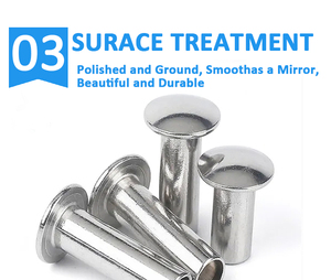 Remaches Semitubulares de Cabeza Redonda de Acero Inoxidable o Acero Niquelado, 3mm, 4mm, 5mm, 6mm y 8mm, DIN6791 - Product Image 4