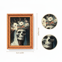 Ensemble d'aimants pour réfrigérateur à cadre en bois fantôme personnalisé Halloween Spooky Home Decoration Retro Skeleton Pumpkin Art Kitchen Ornement