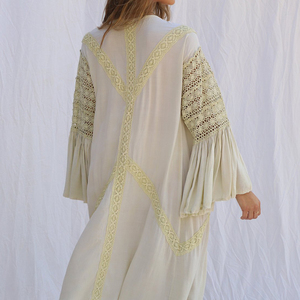 <span class=keywords><strong>Kimono</strong></span> de encaje <span class=keywords><strong>bordado</strong></span> para mujer, manga acampanada, rayón, bohemio - Product Image 6