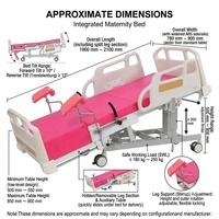 Lit d'accouchement électrique avec roulettes pivotantes, lit gynécologique pour soins post-partum, pour la salle de maternité de l'hôpital