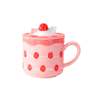 Tasse en céramique mignonne de dessin animé créatif avec haute apparence pour tasse à eau de thé et de café avec couvercle cuillère cadeau stimulant l'humeur amoureux des filles - Product Image 6