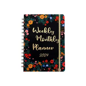 Novo Coil Notebook A5 Semana Plano Flor Série Calendário Inglês Diário Agenda Planner Notepad organizador 2024 Cadernos Diário Escolar