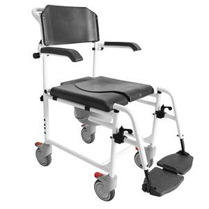 <b>Shower</b> <b>Chair</b> with Wheels for Seniors, Wheelchair with Commode, Black Bath <b>Chair</b> KMINA K30010 - Product Image 6