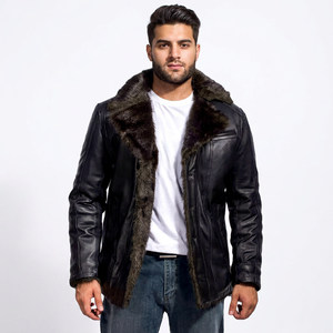 Manteau d'hiver élégant pour hommes personnalisable nouvelle mode veste en cuir de fausse fourrure en peau de mouton véritable surdimensionnée veste élégante et chaude - Product Image 1