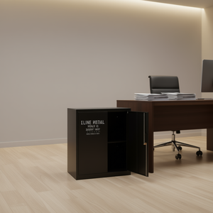 Archivador de Acero con Recubrimiento de Polvo Negro con Cerradura con Llave, Muebles de Oficina Industriales, Uso Comercial - Product Image 2