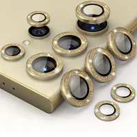 Protection d'objectif en verre scintillant pour Samsung Galaxy S25 S24 Ultra S23+ Plus FE, avec anneau métallique brillant pour capuchon d'objectif arrière S25 Ultra