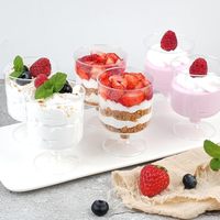 Gobelet à dessert personnalisé en plastique PS de haute qualité, non toxique, écologique, transparent, 5 oz/150 ml, pour mousse, vin, fête