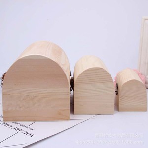<b>Small</b> Wooden Semi Circular Storage <b>Box</b> <b>With</b> Flip Top <b>Lid</b> For Jewelry Tea Household Use Decorative Gift <b>Box</b> - Product Image 2