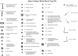 46Pc Kit d'outils de frein à disque d'étrier universel pour freins de moto - Product Image 3