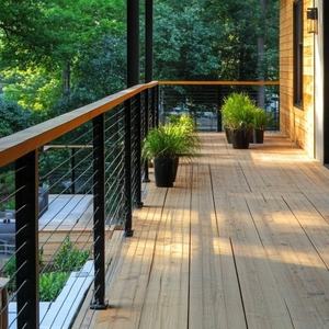 Schwarz 36 Zoll verstellbarer Winkel Modernes Edelstahl-Geländer pfostens ystem mit Kabel end pfosten für Balkon und Treppe - Product Image 1