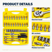 Ensemble d'outils à cliquet HEHE avec douilles à embouts, accessoires d'extension, étui de transport, acier S2, garantie de 3 ans
