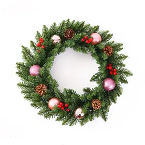 Christmas Decorations Wreath With Ribbon And Bells Outdoor Indoor Artificial Christmas Wreaths Garland Ornaments