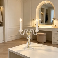 Luminaire de table décoratif en verre transparent fait main en forme de chandelier moderne pour la maison, la chambre, le salon, la villa, l'hôtel