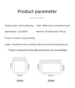 Contenedor de barro de cristal vacío de 120ml y 200Ml al por mayor, tarro de plástico transparente de boca ancha, contenedor de almacenamiento de limo PS con tapa blanca - Product Image 2