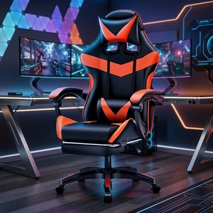 Chaise de jeu de style course professionnelle Silla <span class=keywords><strong>Gamer</strong></span> avec repose-pieds, siège d'ordinateur ergonomique à dossier haut inclinable pour le bureau - Product Image 2