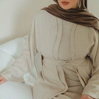 Nouvelle Abaya personnalisée avec détails ondulés, robe pour femmes musulmanes, vêtements islamiques, Abaya texturée effet lin avec manches évasées