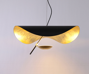 Lampadario a sospensione ovale di lusso in ferro nero e oro AB per interni, moderno a LED, <span class=keywords><strong>con</strong></span> installazione a sospensione per casa e hotel - Product Image 3