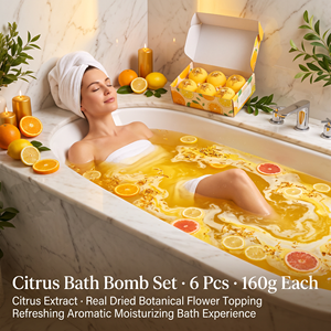 Set <span class=keywords><strong>de</strong></span> 6 Bombas <span class=keywords><strong>de</strong></span> Baño Efervescentes con Extracto <span class=keywords><strong>de</strong></span> Cítricos, 160g, Hechas a Mano con Ingredientes Vegetales, Decoradas con Flores Secas, Refrescantes y Aromáticas, en Caja <span class=keywords><strong>de</strong></span> Regalo, OEM - Product Image 4
