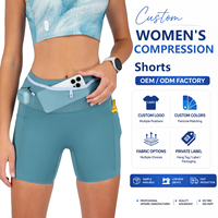 Shorts de compression personnalisés pour femmes, séchage rapide, avec poche intégrée pour téléphone, LOGO personnalisé