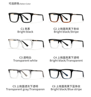 Monture de lunettes carrée unisexe FALAIER TR90 anti-lumière bleue, style européen et américain, sans correction, tendance mode rapide