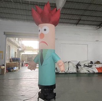 Danseur gonflable publicitaire de 3,2 m pour professionnels |   Costume Teal avec cravate rouge pour Sky Dancer, idéal pour la vente au détail et les grandes ouvertures