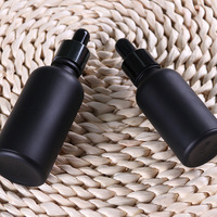 Botella vacía de vidrio negro con gotero, tapa de tornillo de oro con pipeta, 1 onza, 5 ml, 10 ml, 50 ml, 100 ml