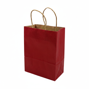 144 pièces/carton 10"X12.6"X5" Sac cadeau en carton kraft rouge avec poignée en coton, logo personnalisé, pour supermarché, vêtements, exposition, modèle 83831 - Product Image 2