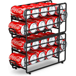 Support de présentation en métal pour distributeur de canettes de soda empilable à deux niveaux de type debout en fil <span class=keywords><strong>noir</strong></span> - Product Image 2