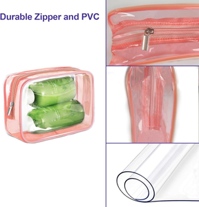 Organisateur de stockage de toilette de voyage <span class=keywords><strong>Tsa</strong></span> <span class=keywords><strong>Transport</strong></span> approuvé sac cosmétique de maquillage de couleur de fermeture éclair transparente - Product Image 3