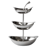 Plateau de service à étages en acier inoxydable, support de bol à dessert et fruits, présentoir de buffet moderne de luxe, organisateur de collations, fournisseur en gros