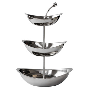 Edelstahl Mehrstöckiges Serviertablett Dessert- und Obstschale Moderner Luxus-Buffetständer Snack-Organizer Großhandelslieferant - Product Image 5