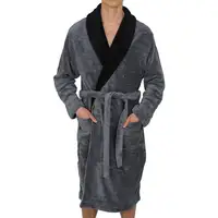 Groothandel 100% Polyester Mens Gewaad Coral Fleece Hoodie Hooded Badjas Pyjama Voor Winter Volwassen