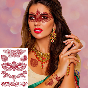 Temporary Brown Flowers Henna <strong>Tattoo</strong> Sticker Waterproof Body Art Henna <strong>Tattoo</strong> Stickers Lace Bride Wedding <strong>Tattoo</strong> Sticker - Product Image 6