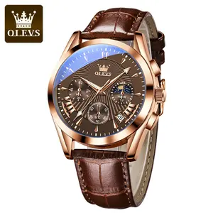 Olevs relógio de pulso masculino, relógio de pulso dourado, masculino, luminoso, de quartzo, clássico, para homens de negócios, 2876