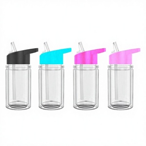 USA 2 Days Delivery Diy Kids Tumbler Cups <b>Straw</b> 10Oz Double Wall Custom Snow Globe Plastic <b>Reusable</b> Eco-Friendly Back School - Product Image 2