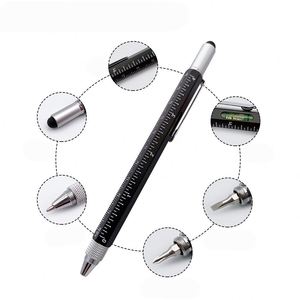 Stylo multifonctionnel 6 en 1 en métal avec règle, niveau, forme hexagonale, tournevis, écran tactile, outil multifonctionnel de poche - Product Image 2