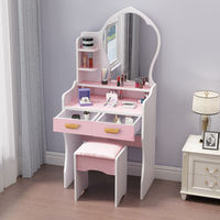 Coiffeuse moderne blanche pour enfant avec miroir et tiroirs