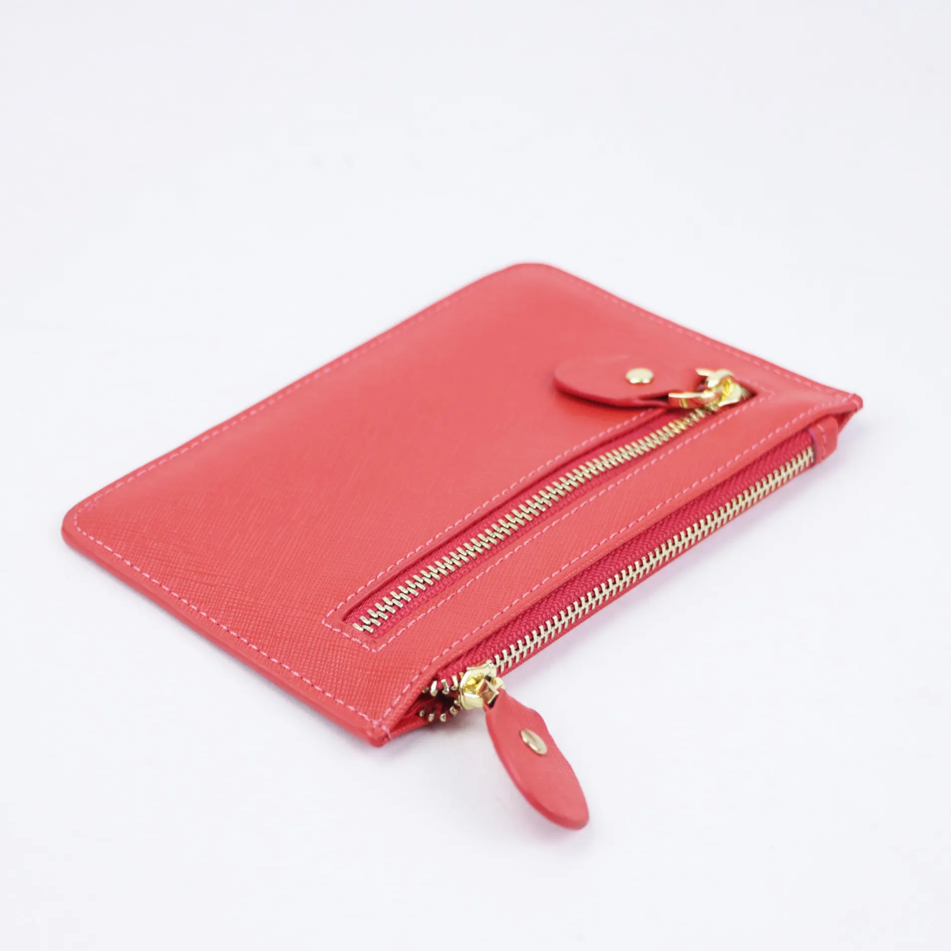 Luxury designer zipper card holder wallet money clip genuine saffiano leather credit card holder