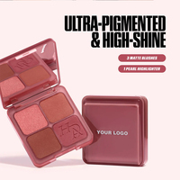 Palette de fards à joues rose vegan imperméable de haute qualité avec logo personnalisé, multicolore, effet flou, marque privée