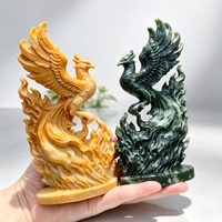 Statue d'oiseau Phénix en opale rose ajourée, cristal de guérison, figurine Phénix Feng Shui, décoration d'intérieur, cadeau
