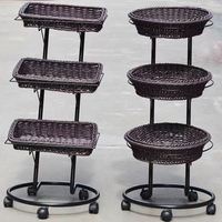 YIlin 5-laags rotan mandenstel displayrek met poedercoating, ISO9001 gecertificeerd, op maat gemaakt voor supermarkten