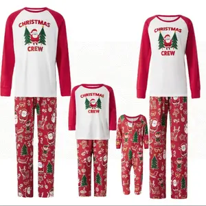 Noel partisi kostüm uzun kollu günlük çocuklar yetişkinler için iki parçalı pijama aile eşleştirme için yüksek kaliteli elastik bornoz