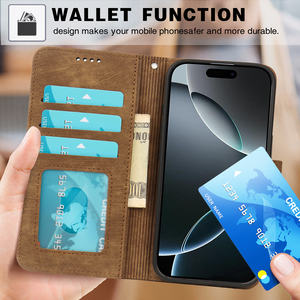 S25 Ultra porte-carte étui de téléphone en cuir pour <span class=keywords><strong>Samsung</strong></span> Galaxy S21 FE S20 S22 S24 <span class=keywords><strong>S10E</strong></span> portefeuille à rabat affaires PU sacs de téléphone portable - Product Image 3