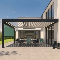 Pergola Bioclimatique de Luxe en Aluminium Motorisée avec Capteur de Pluie et Éclairage LED Personnalisable, Idéale pour Restaurant et Spa