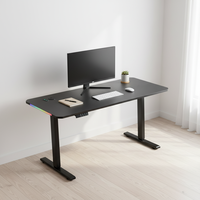 Vente en gros usine, Meilleures ventes : Bureau gaming réglable en hauteur, Table PC noire, Moderne, avec éclairage RGB, pour bureau à domicile et chambre